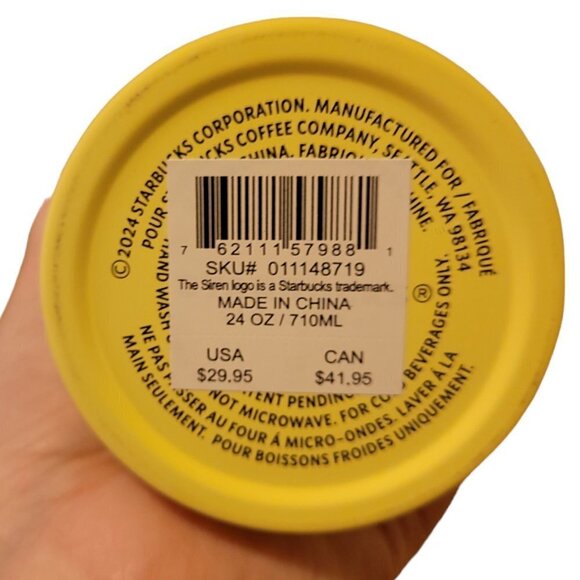 Starbucks Winter 2024 Yellow Metal Cold Cup 24oz - Picture 2 of 4